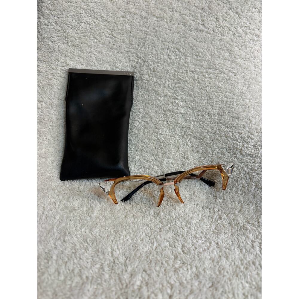 Fendi Crystal Cat Eye Sunglasses Gold Brown Frame Women Luxury FF041/S